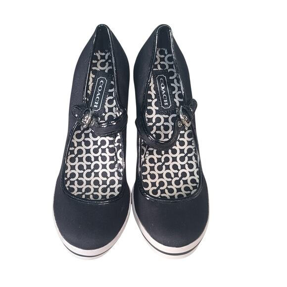 Coach Casandra Mary Jane Buckle Heels Black/White Size 6B EUC 3.75" Heel - Picture 6 of 6